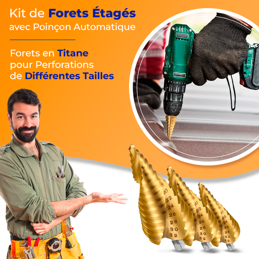 Kit de Forets Étagés avec Poinçon Automatique